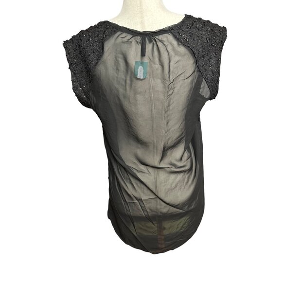 Maurices Shirt Women M NWT Black Shimmer Sheer Back High Low Hem Party New Years - Picture 3 of 11